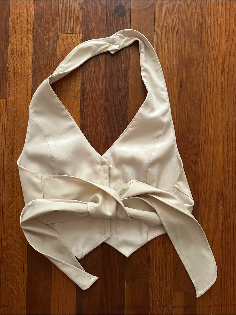 Cream Halter Button-Front Vest Top - Women - Picture 2 of 2